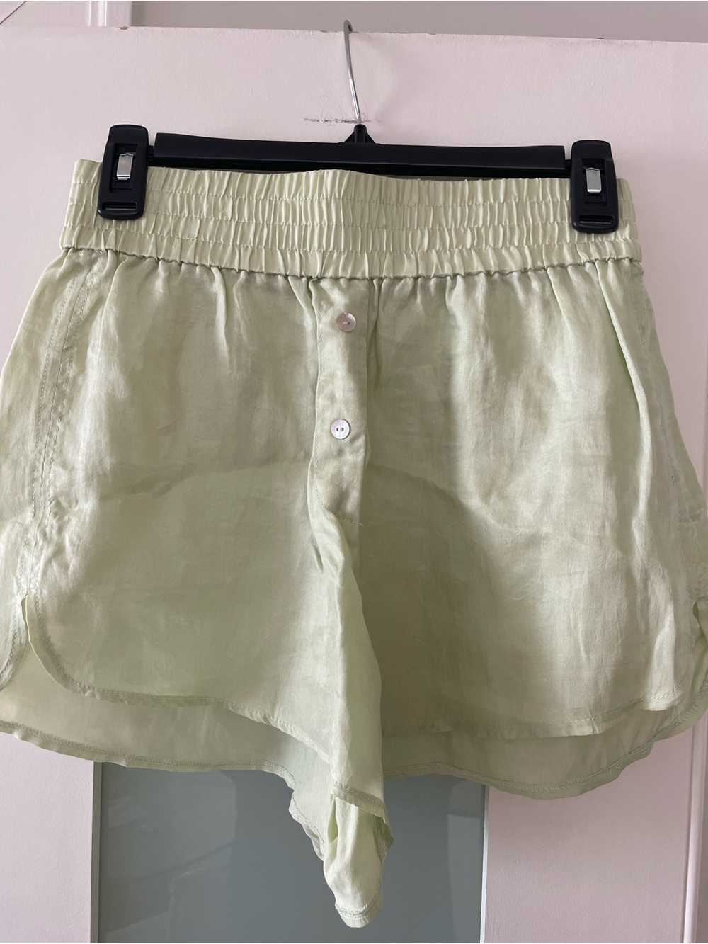 Zara Pale Green Elastic-Waist Button-Front Skort